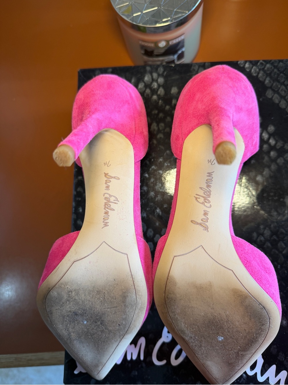 Sam Edelman Hot Pink Suede Pointed-Toe D'Orsay Heels - Picture 4 of 6